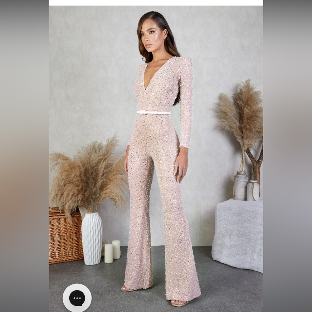 New with tags! Nadine MERABI hand embellished sequin jumpsuit